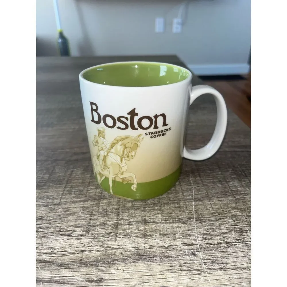 Starbucks Coffee Collector Series Boston Global Icon 16 Oz Mug Cup 2008 Green